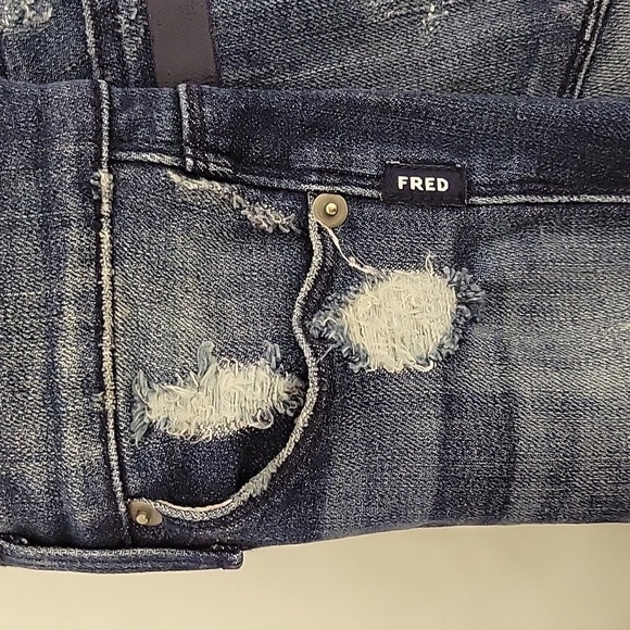 Fred by Fred Segal perfect skinny blue jeans, destructed women's sz 26 - Picture 3 of 7